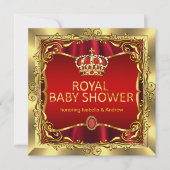 Invitation Royal Prince ou Princesse Baby shower Rouge Or (Devant)