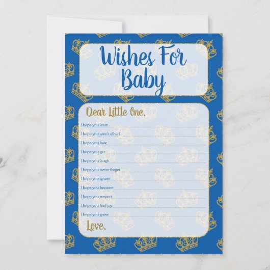 Invitation Royal Prince Souhaite Baby shower Game Blue (Devant)