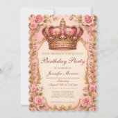 Invitation Royal Princess Birthday Party Crown Ornate (Devant)