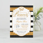 Invitation Royal Princess Black White Stripe Gold Anniversair (Debout devant)
