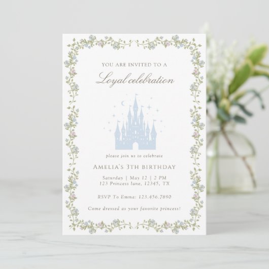 Invitation Royal Princess Castle Birthday Party Fairytale  (Debout devant)