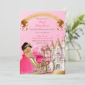 Invitation Royal Princess Castle Carriage Rose Gold Girl (Debout devant)