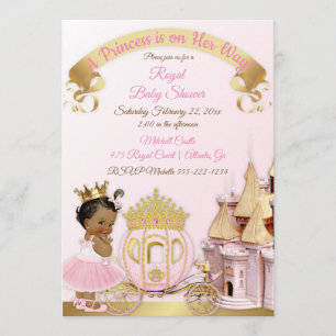 Invitation Royal Princess Castle Carriage Rose Gold Girl