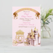 Invitation Royal Princess Castle Carriage Rose Gold Girl (Debout devant)