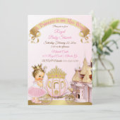 Invitation Royal Princess Castle Carriage Rose Gold Girl (Debout devant)