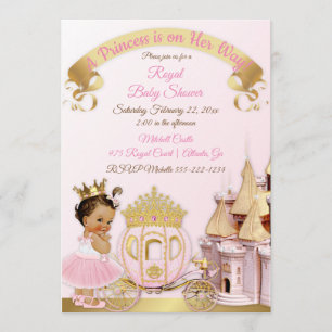 Invitation Royal Princess Castle Carriage Rose Gold Girl