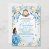 Invitation Royal Princess Cinderella Quinceañera Bleu clair (Devant)