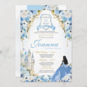 Invitation Royal Princess Light Blue Cinderella Quince V3 (Devant / Derrière)