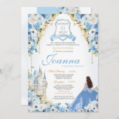 Invitation Royal Princess Light Blue Cinderella Quince V4 (Devant / Derrière)