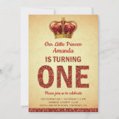 Invitation Royal Princess Red Parties scintillant fête d'anni (Devant)