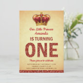 Invitation Royal Princess Red Parties scintillant fête d'anni (Debout devant)