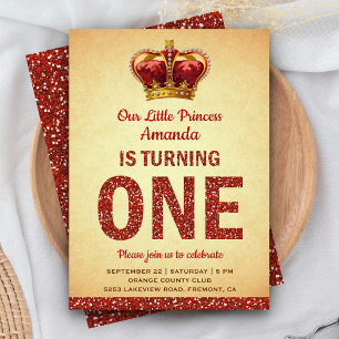 Invitation Royal Princess Red Parties scintillant fête d'anni