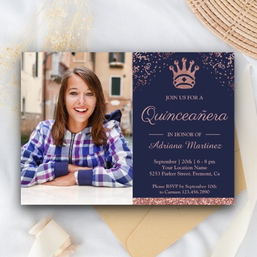 Invitation Royal Princess Rose Gold Parties scintillant Photo