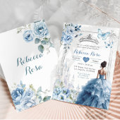 Invitation Royal Princess Silver Dusty Blue Quinceañera