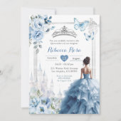 Invitation Royal Princess Silver Dusty Blue Quinceañera (Devant)