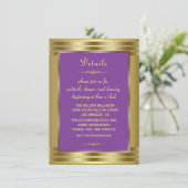 Invitation Royal Purple and Gold Baby Mariage Détails (Debout devant)
