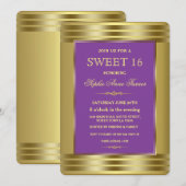 Invitation Royal Purple and Gold Birthday Party (Devant / Derrière)
