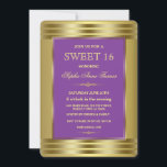 Invitation Royal Purple and Gold Birthday Party<br><div class="desc">Design moderne de la carte Royal Purple et Gold. Il donnera une touche unique à vos invitations de mariage. Sois différent ! Utilisez l'outil Personnaliser pour ajouter vos informations, apporter des modifications (comme le nombre d'années). Objets correspondants comme Save the Date, RSVP, articles d'affranchissement, que ce soit mon Matron d'honneur,...</div>