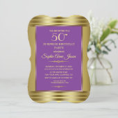 Invitation Royal Purple and Gold Birthday Party (Debout devant)