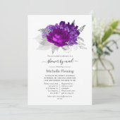 Invitation Royal Purple et Silver Floral Douche par courrier (Debout devant)