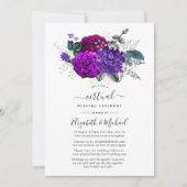 Invitation Royal Purple et Silver Floral Mariage virtuel (Devant)