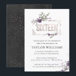 Invitation Royal Purple | Floral Orné Frame à huile Anniversa<br><div class="desc">Une simple mais belle aquarelle Invitation. Peut être utilisé pour un Sweet sixteen, debutante, Quinceanera ou Cotillion. Cette Vintage Invitation d'Anniversaire Inspiré, en Fil Charbon et Royal Purple Faux est l'invitation parfait pour donner le ton à une fête extraordinaire! Ajoutez votre libellé personnalisé à cette conception à l'aide des cases...</div>