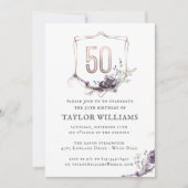 Invitation Royal Purple | Floral Orné Frame à huile Anniversa (Devant)