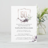 Invitation Royal Purple | Floral Orné Frame à huile Anniversa (Debout devant)