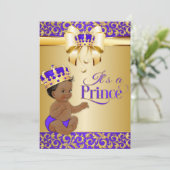 Invitation Royal Purple & Gold African American Prince Crown (Debout devant)
