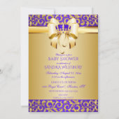 Invitation Royal Purple & Gold African American Prince Crown (Dos)