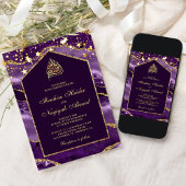 Invitation Royal Purple Gold Agate Marbre Arc Mariage musulma