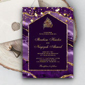 Invitation Royal Purple Gold Agate Marbre Arc Mariage musulma