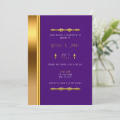 Invitation Royal Purple Gold Elegant Mariage Glam (Debout devant)
