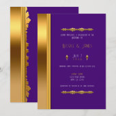 Invitation Royal Purple Gold Elegant Mariage Glam (Devant / Derrière)