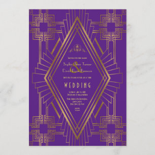 Invitation Royal Purple Gold Great Gatsby Mariage