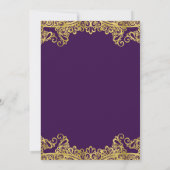 Invitation Royal Purple & Gold Lace Mariage élégant (Dos)