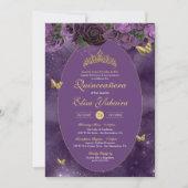 Invitation Royal Purple Gold Luxury Butterfly Quinceanera (Devant)