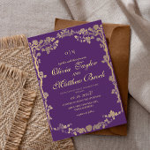 Invitation Royal Purple Gold Ornate Fleurs Le Mariage de