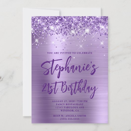 Invitation Royal Purple Parties scintillant Foil Bold 50e ann (Devant)