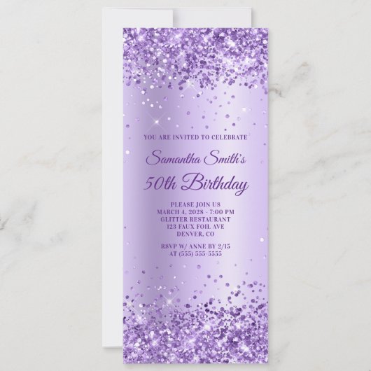 Invitation Royal Purple Parties scintillant Lavender Satin 50 (Devant)