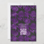 Invitation Royal Purple & Silver Floral Mariage QR Code Rsvp (Dos)