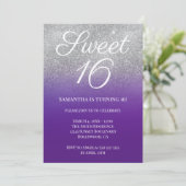 Invitation Royal Purple Silver Ombre Parties scintillant Swee (Debout devant)