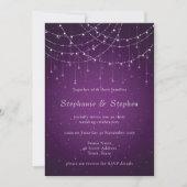 Invitation Royal Purple Swirl & String Lights QR Code Mariage (Devant)