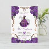 Invitation Royal Purple Western Charro Floral Quinceanera (Debout devant)