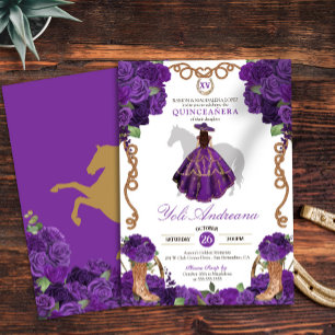 Invitation Royal Purple Western Charro Vestidos Quinceanera