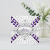 Invitation Royal Purple White Diamond perles fête d'anniversa (Debout devant)