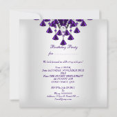 Invitation Royal Purple White Diamond perles fête d'anniversa (Dos)