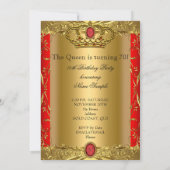 Invitation Royal Queen King Regal Red Gold 70e anniversaire (Dos)