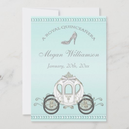 Invitation Royal Quinceañera Princess Coach & Sparkle Heels (Devant)