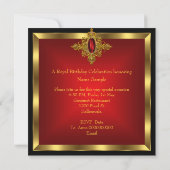 Invitation Royal Red Diamond Gold Bow Noir fête d'anniversair (Dos)